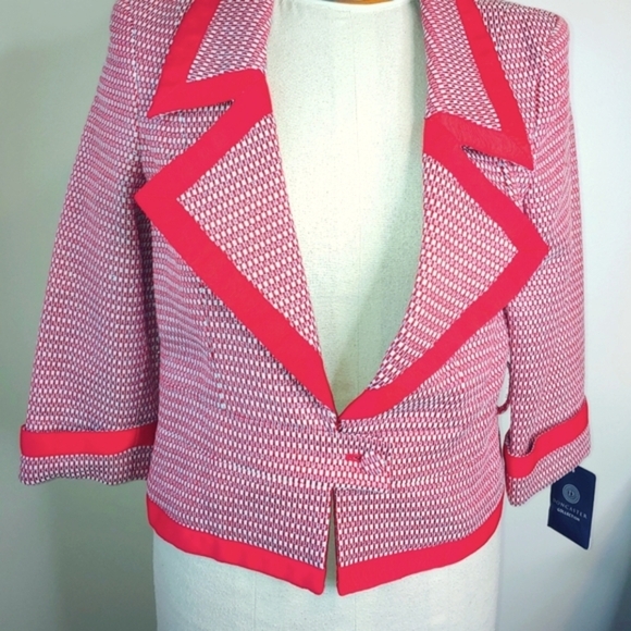 Doncaster Red Glitter Office Siren Tweed Jacket ..size 8 - Picture 1 of 11